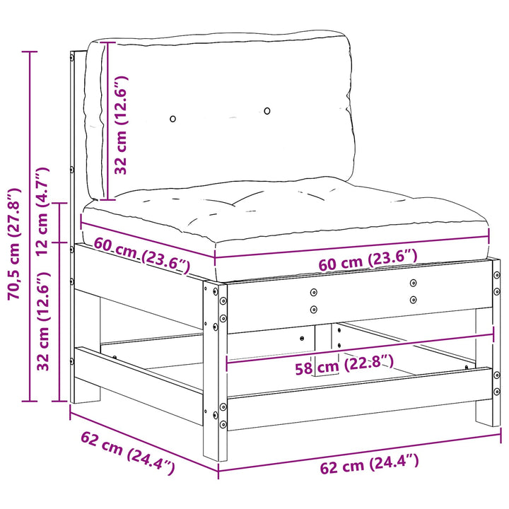 Have Mellem Sofa Massivt fyrretræ Voksbrun