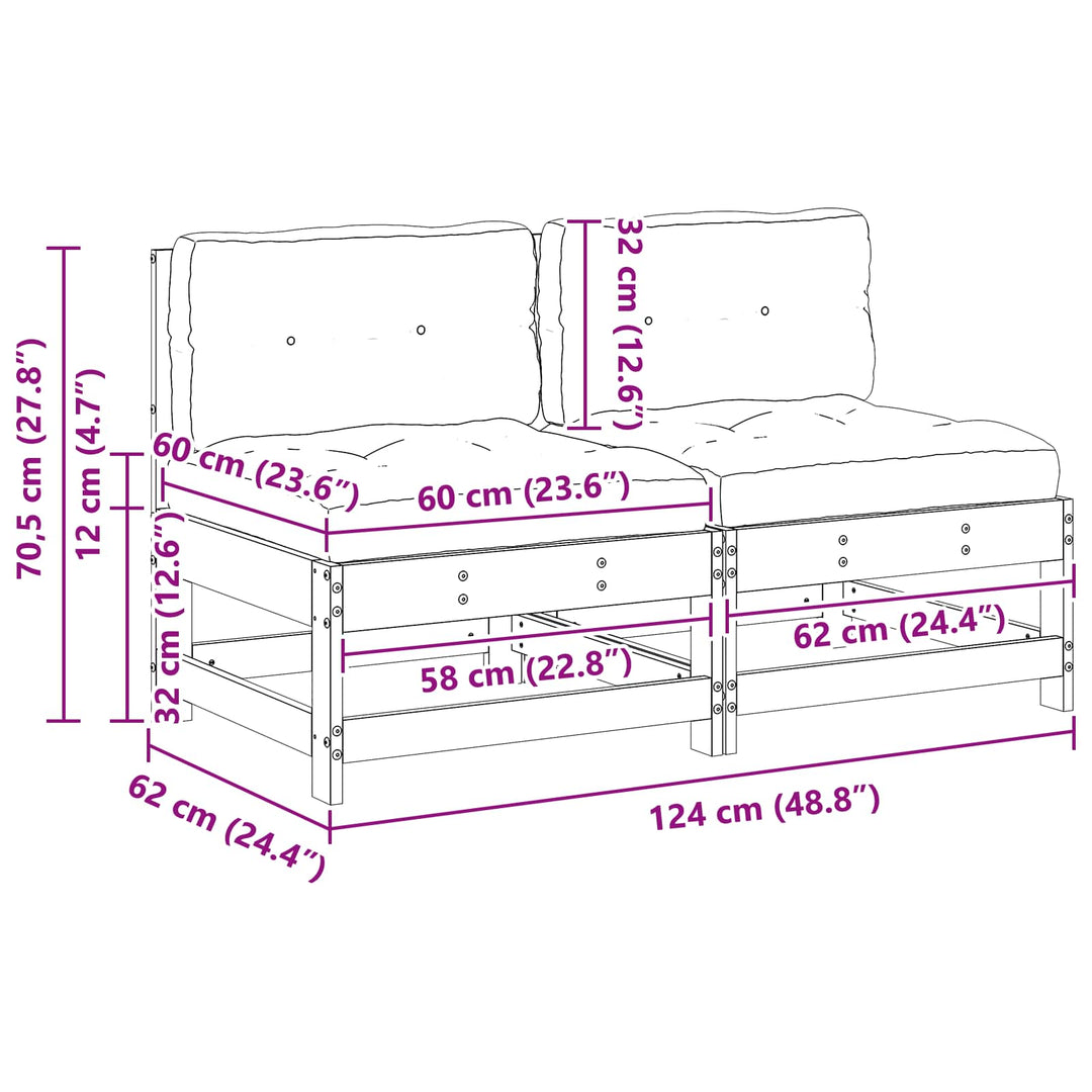 Have Mellem Sofa Massivt fyrretræ Voksbrun