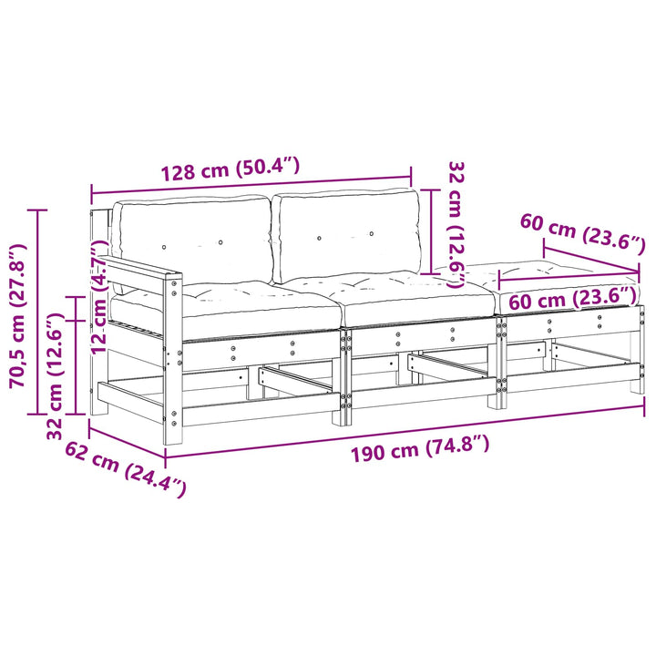 Sektionel sofa enheder med pude Voksbrun 190 x 62 x 70,5cm