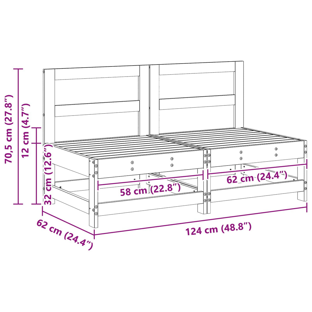 Have Mellem Sofa Massivt fyrretræ VoksBrun 124 x 62 x 70,5 cm
