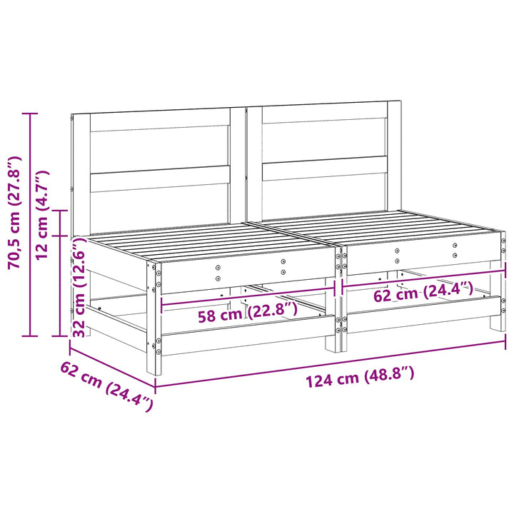 Have Mellem Sofa Massivt fyrretræ VoksBrun 124 x 62 x 70,5 cm