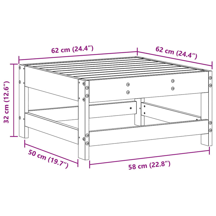 Have Fodstøtte Massivt fyrretræ VoksBrun 62 x 62 x 32 cm