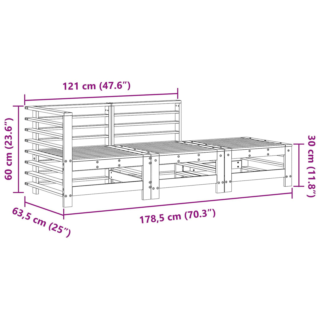 Sektionel sofa enheder 3 Stk VoksBrun Massivt fyrretræ