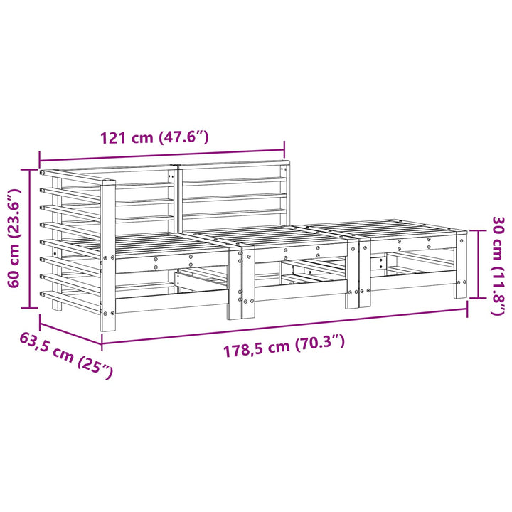 Sektionel sofa enheder 3 Stk VoksBrun Massivt fyrretræ