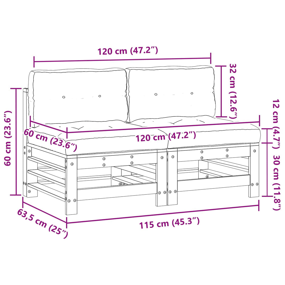 Have Mellem Sofa Massivt fyrretræ VoksBrun