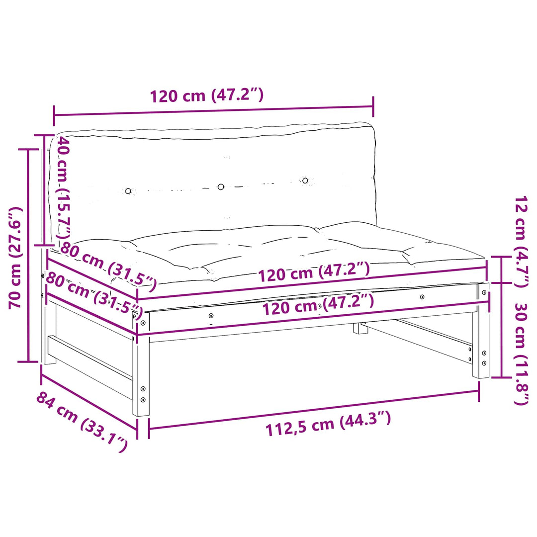 Have Mellem Sofa Massivt fyrretræ VoksBrun