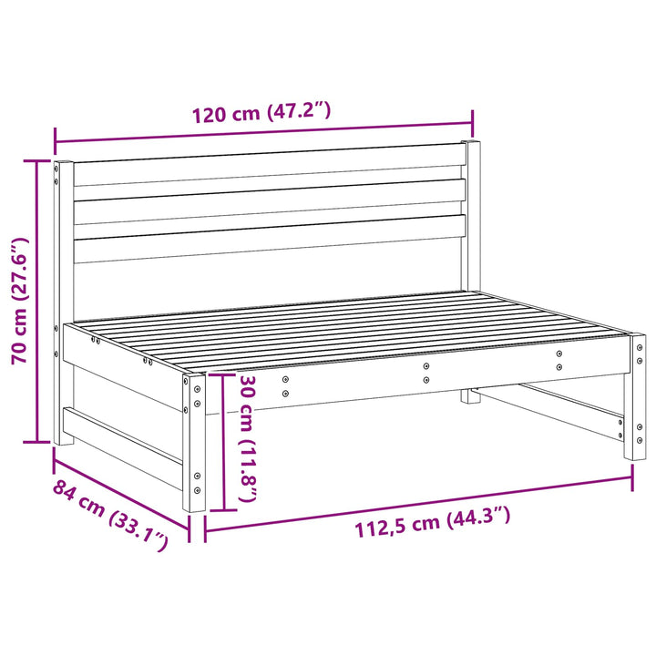 Have Mellem Sofa Massivt fyrretræ VoksBrun 120 x 84 x 70 cm