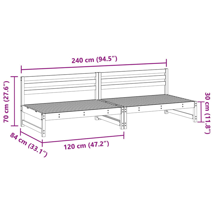 Have Mellem Sofa Massivt fyrretræ VoksBrun 240 x 84 x 70 cm