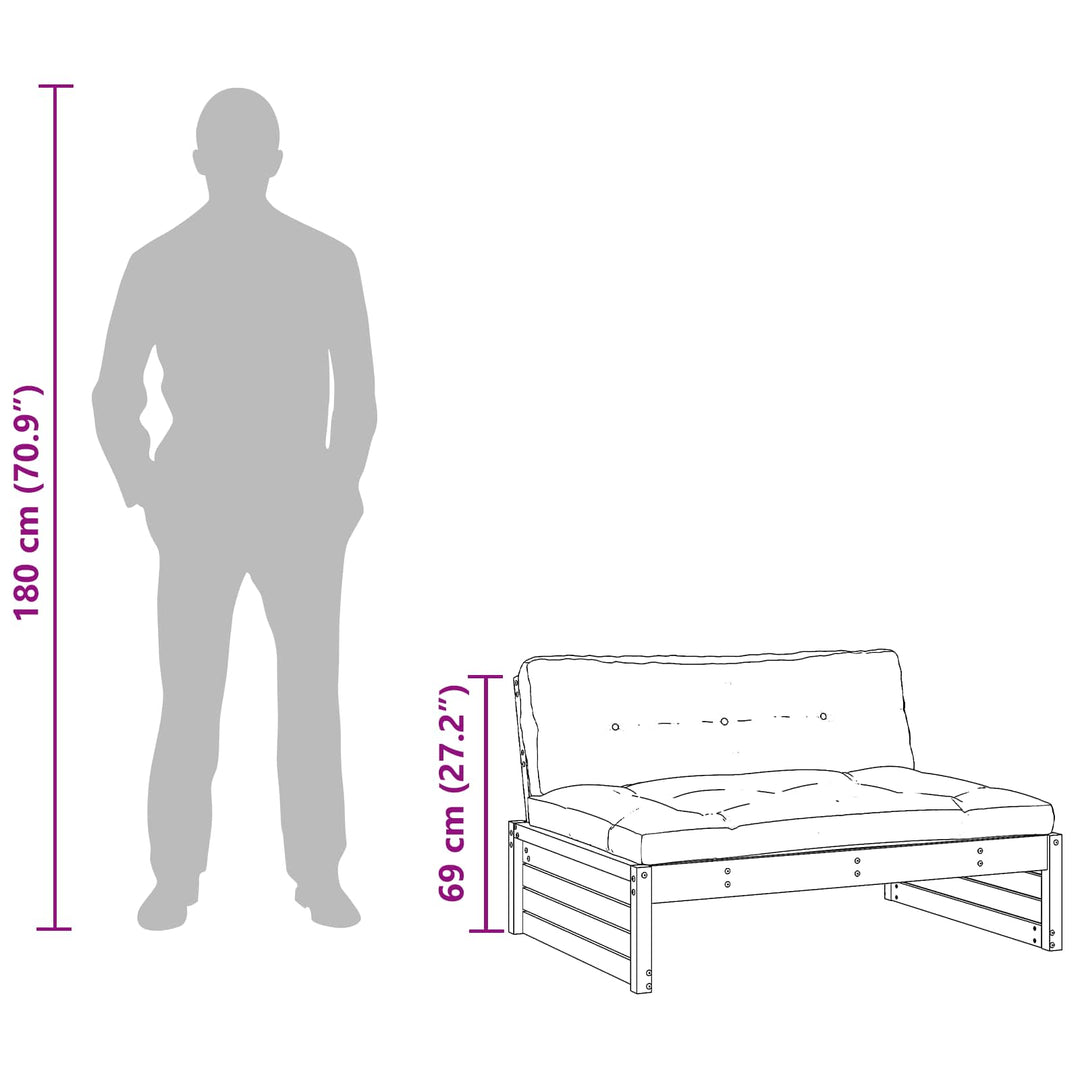 Have Mellem Sofa Massivt fyrretræ VoksBrun