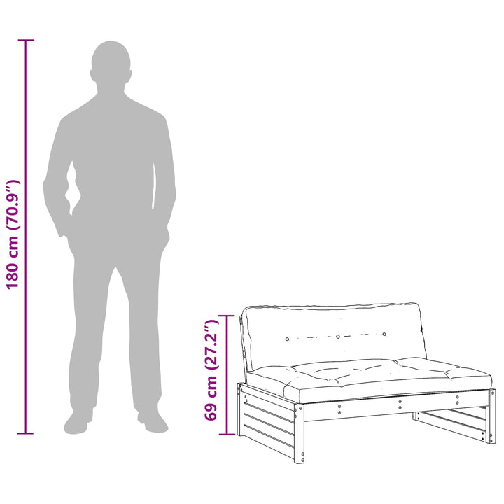Have Mellem Sofa Massivt fyrretræ VoksBrun