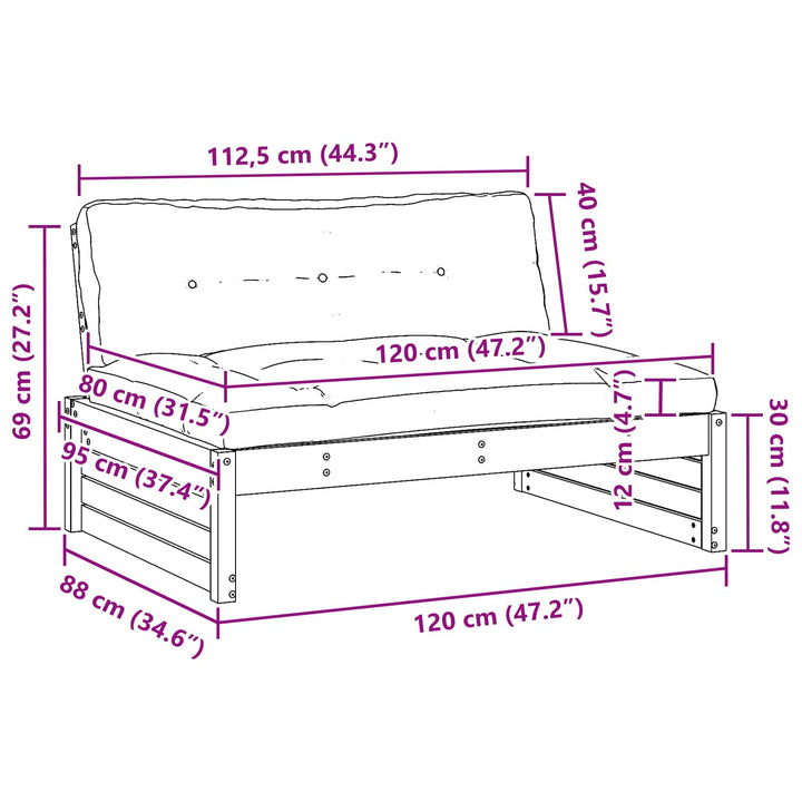 Have Mellem Sofa Massivt fyrretræ VoksBrun