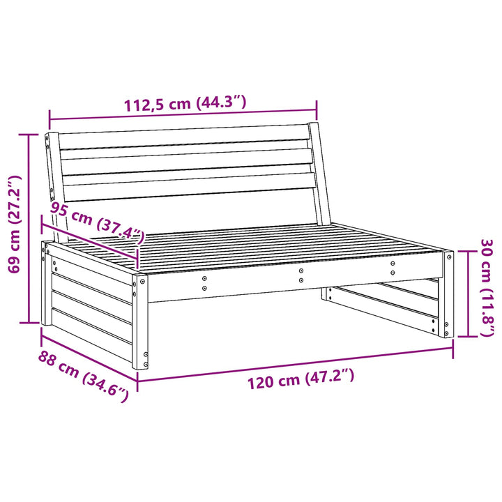 Have Mellem Sofa Massivt fyrretræ VoksBrun 120 x 95 x 69 cm