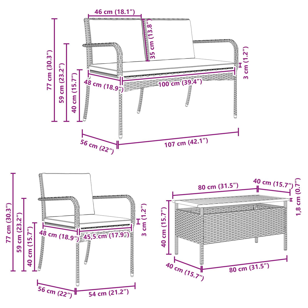 Have sæt Sort polyrattan