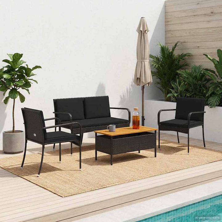 Have sæt Sort polyrattan