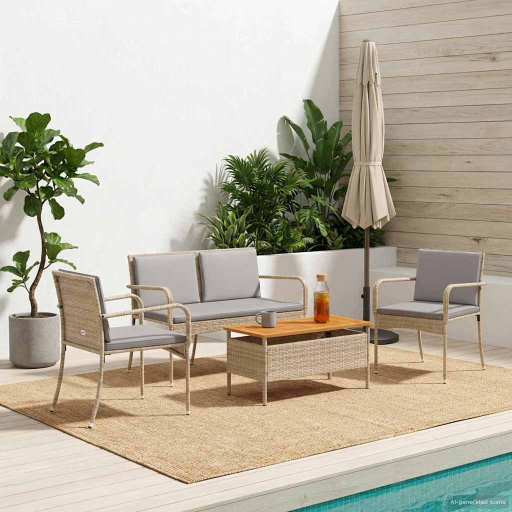 Have sæt Beige polyrattan