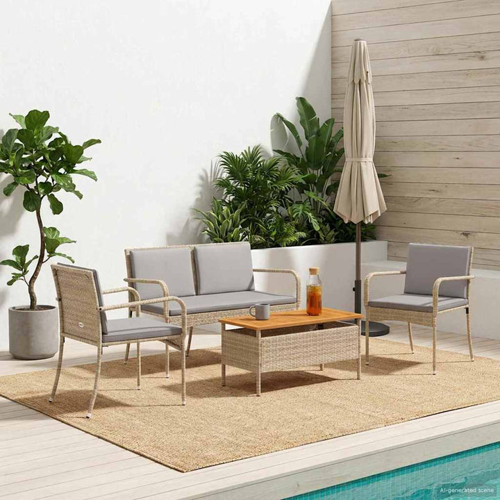 Have sæt Beige polyrattan