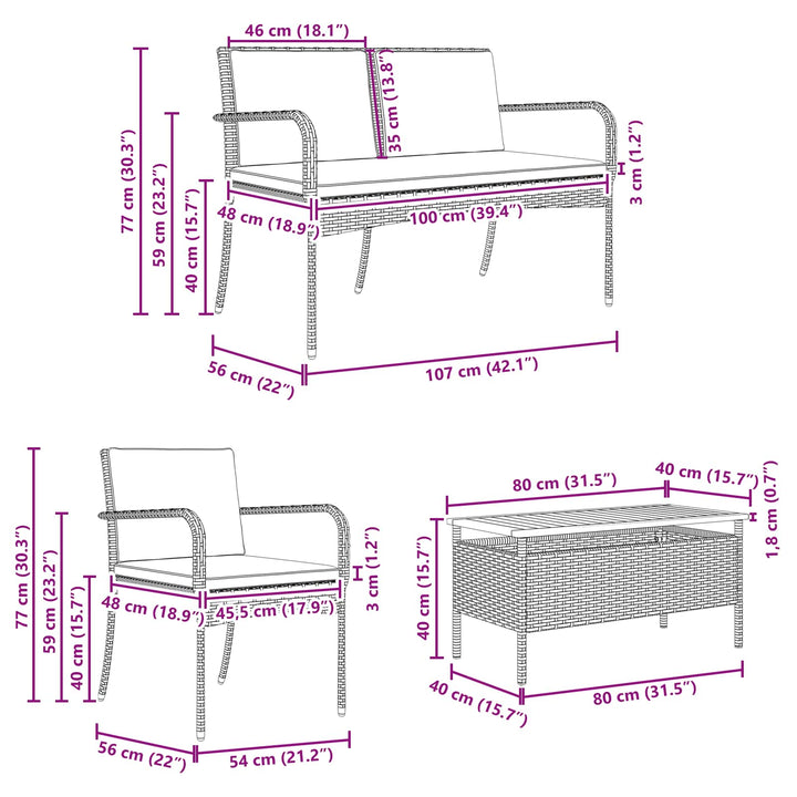 Have sæt Beige polyrattan