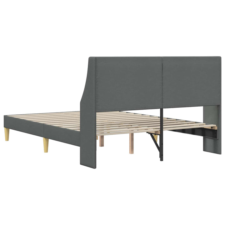 Sengestel med hovedgærde Mørkegrå 153 x 203 cm Stof