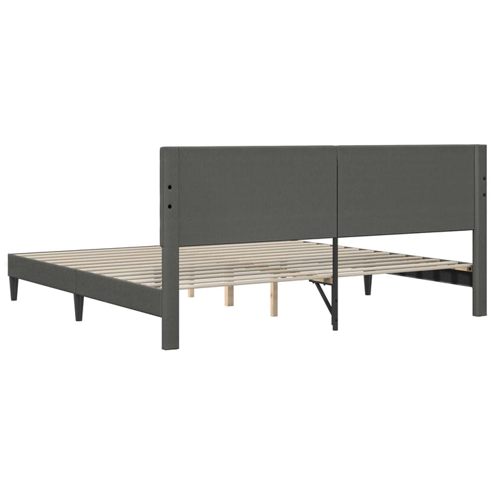 Sengestel med hovedgærde Mørkegrå 180 x 200 cm Velourstof