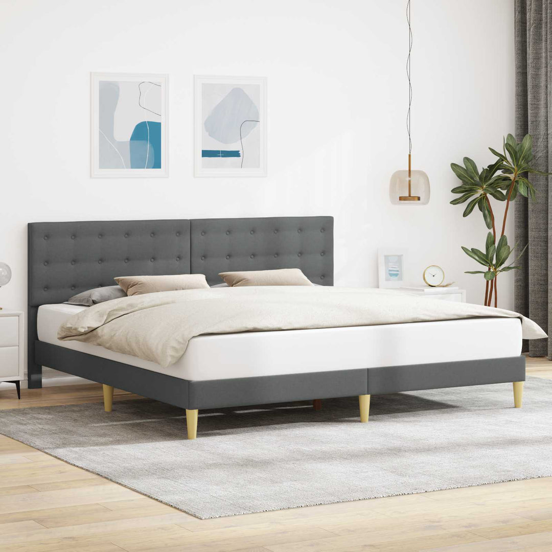 Sengestel med hovedgærde Mørkegrå 180 x 200 cm Stof