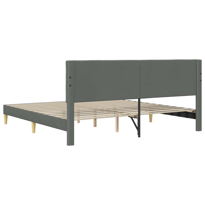 Sengestel med hovedgærde Mørkegrå 180 x 200 cm Stof