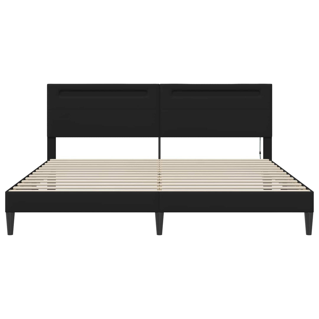 Sengestel med LED-lysstrimler Sort 180 x 200 cm Kunstlæder
