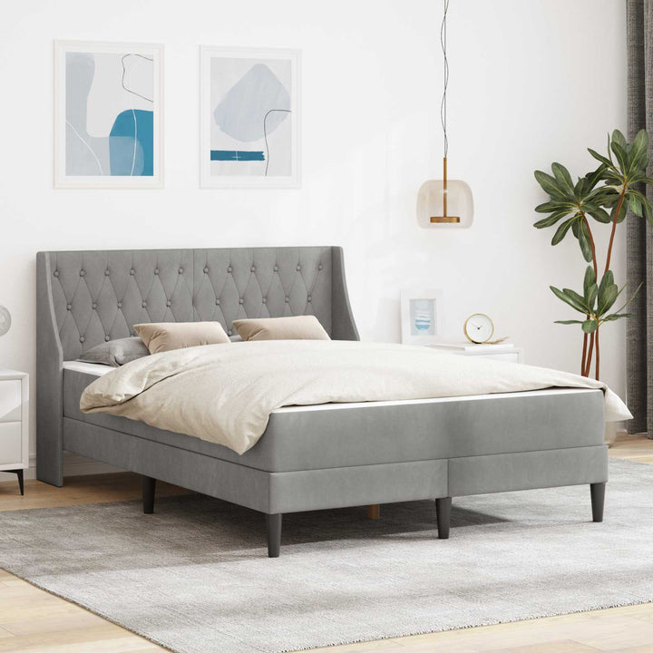 Sengeramme med madras med madras Lysegrå 120 x 200 cm Fløjl