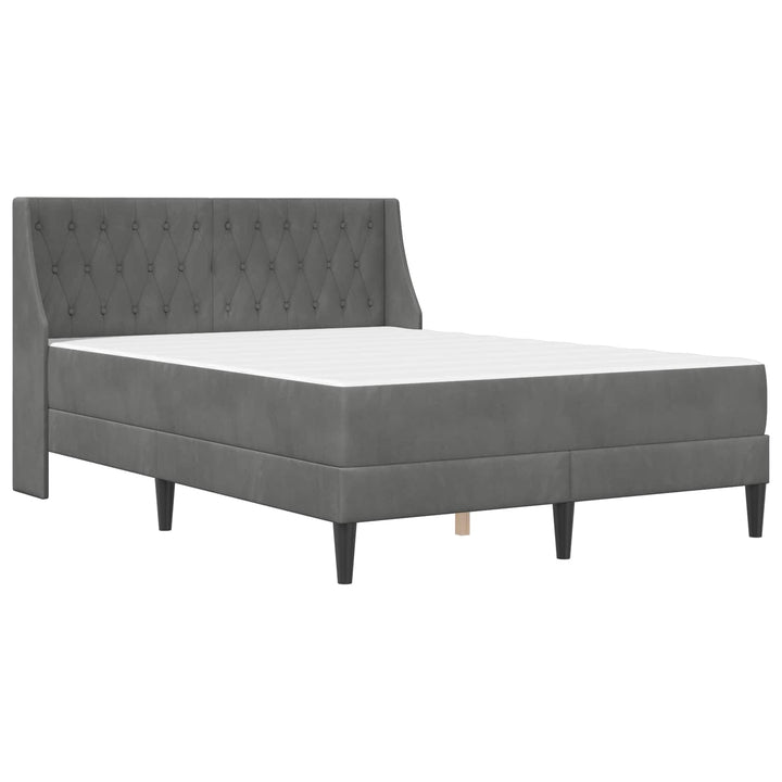 Sengeramme med madras med madras Mørkegrå 140 x 190 cm Fløjl