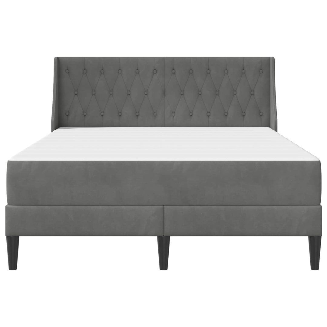 Sengeramme med madras med madras Mørkegrå 140 x 190 cm Fløjl