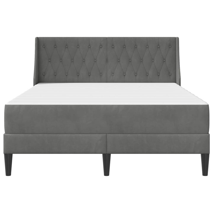 Sengeramme med madras med madras Mørkegrå 140 x 190 cm Fløjl