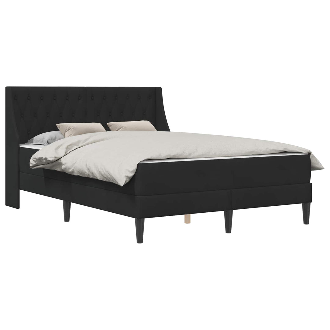 Sengeramme med madras med madras Sort 140 x 190 cm Fløjl