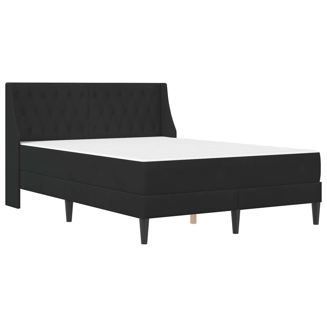 Sengeramme med madras med madras Sort 140 x 190 cm Fløjl