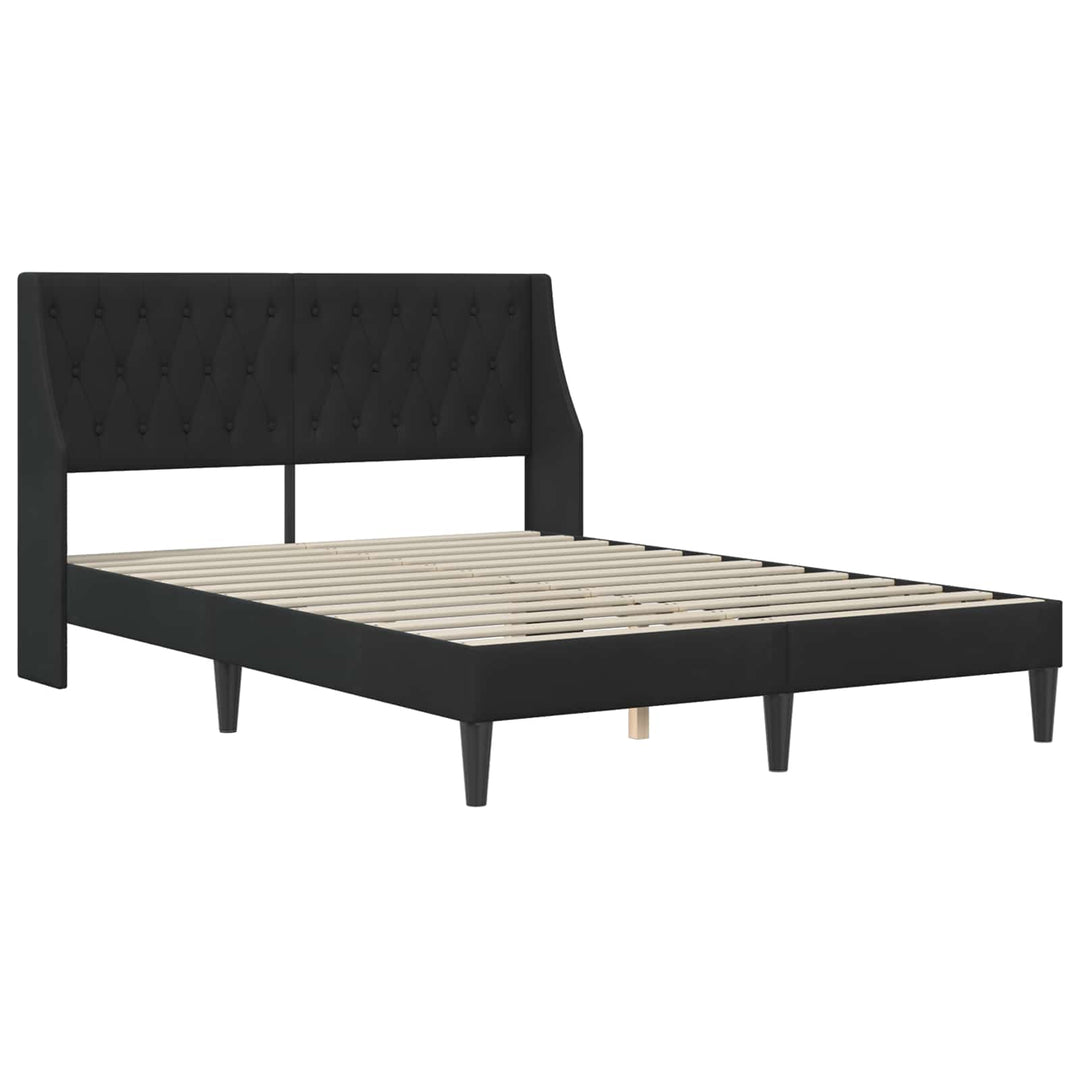 Sengeramme med madras med madras Sort 140 x 190 cm Fløjl