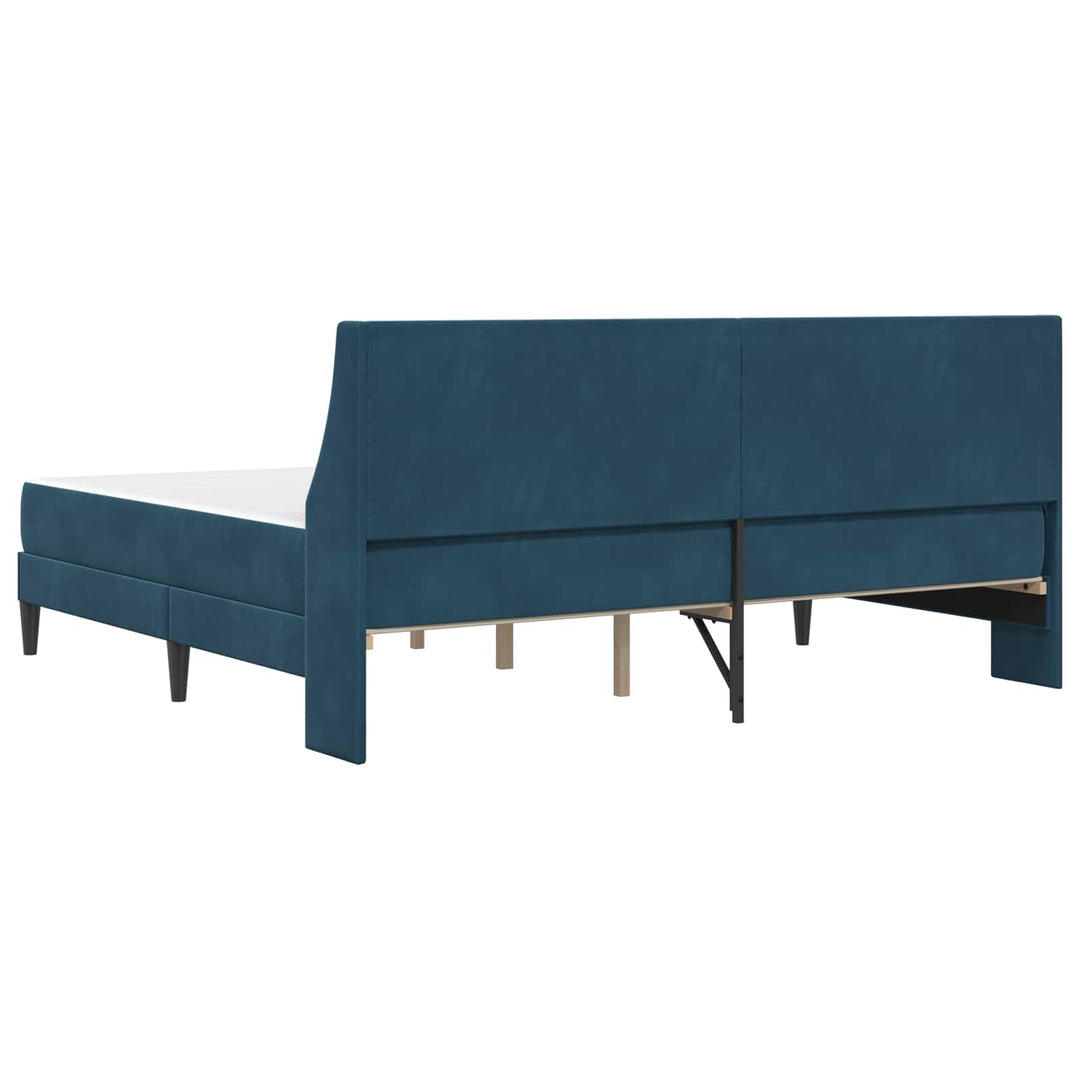 Sengeramme med madras med madras Blå 200 x 200 cm Fløjl