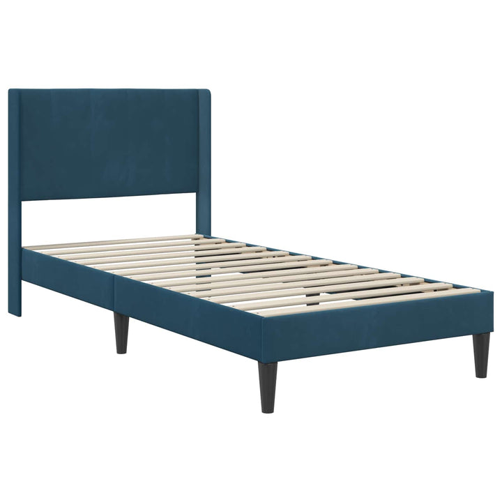 Sengeramme med madras med hovedgærde Blå 90 x 190 cm Fløjl