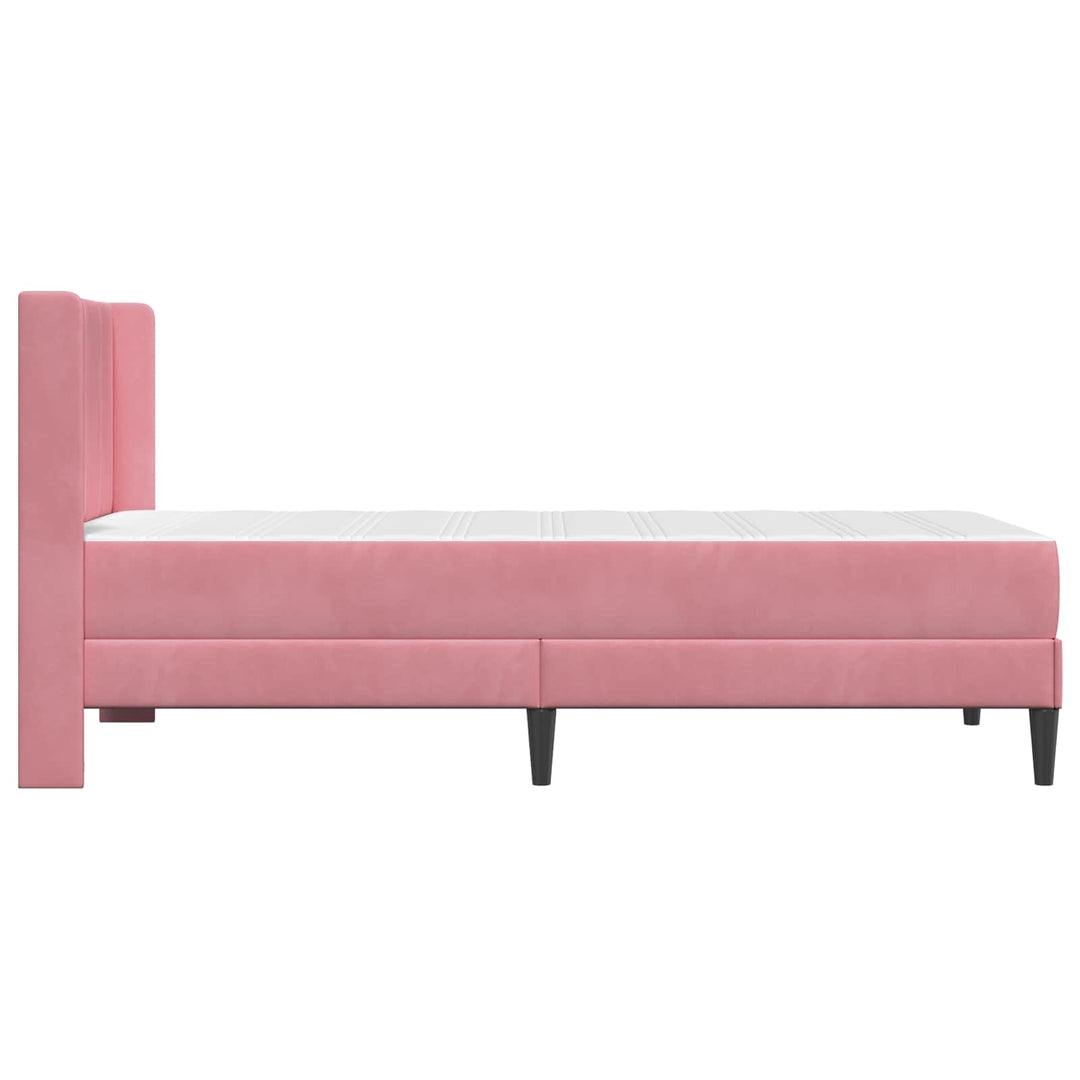 Sengeramme med madras med hovedgærde Lyserød 100 x 200 cm Fløjl