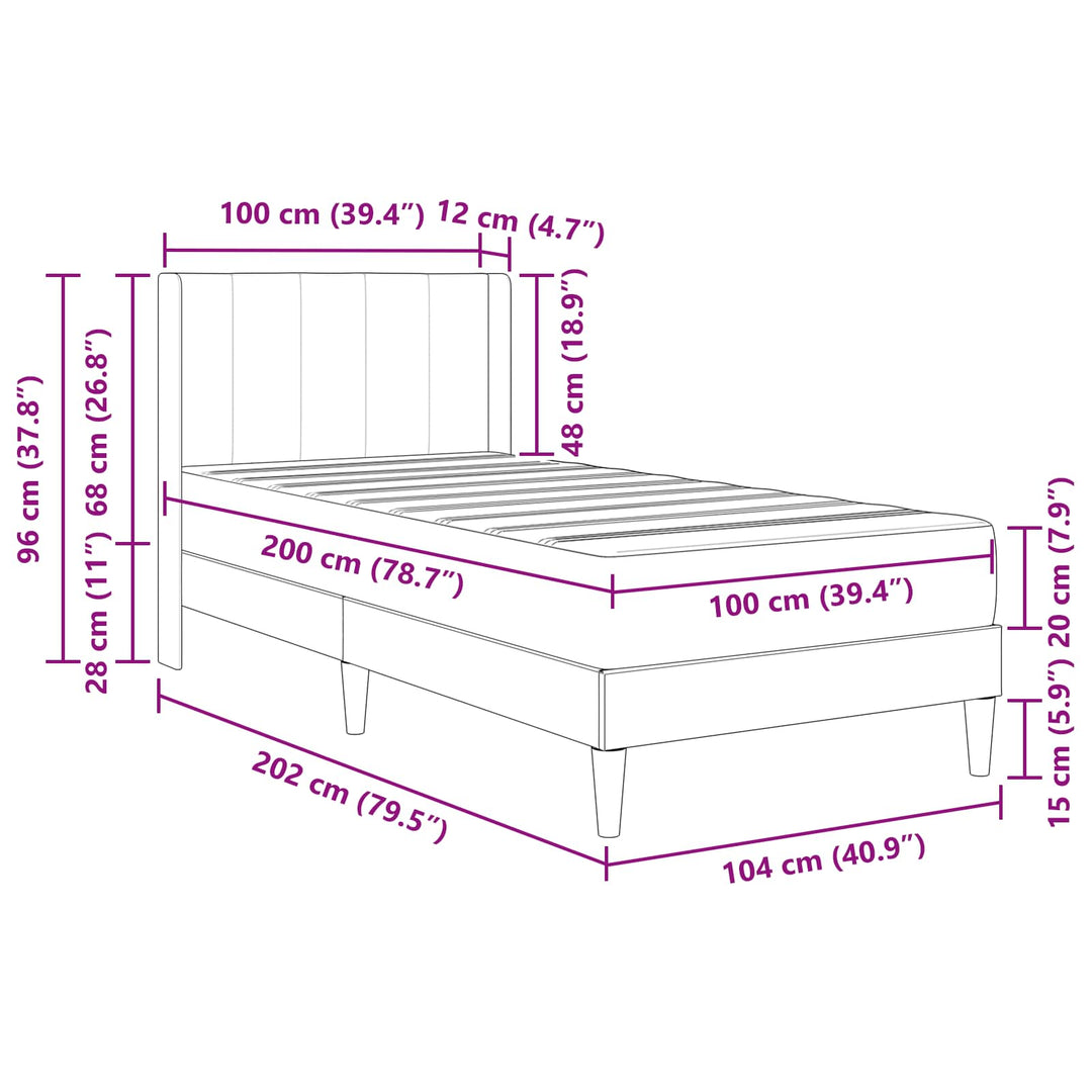 Sengeramme med madras med hovedgærde Lyserød 100 x 200 cm Fløjl