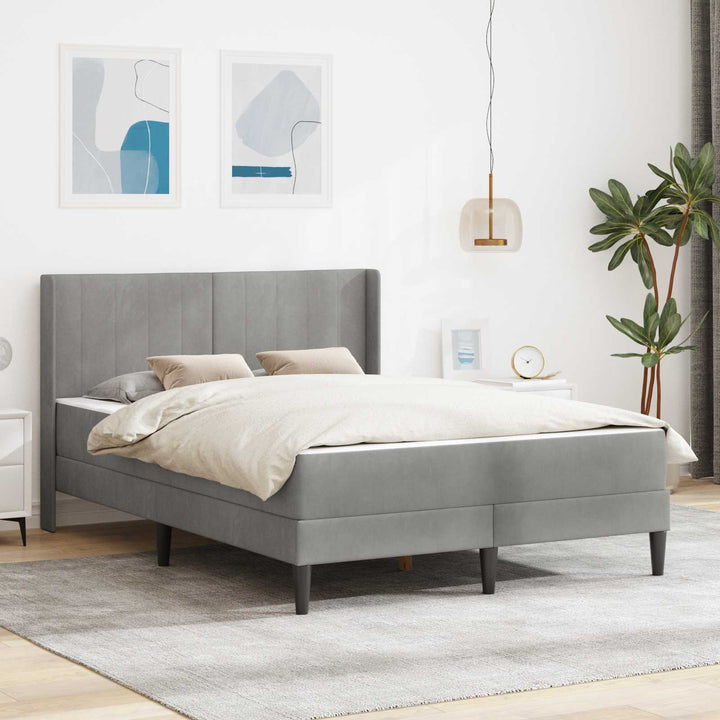 Sengeramme med madras med hovedgærde Lysegrå 120 x 200 cm Fløjl