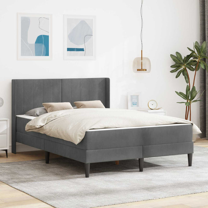 Sengeramme med madras Mørkegrå 120 x 200 cm Fløjl