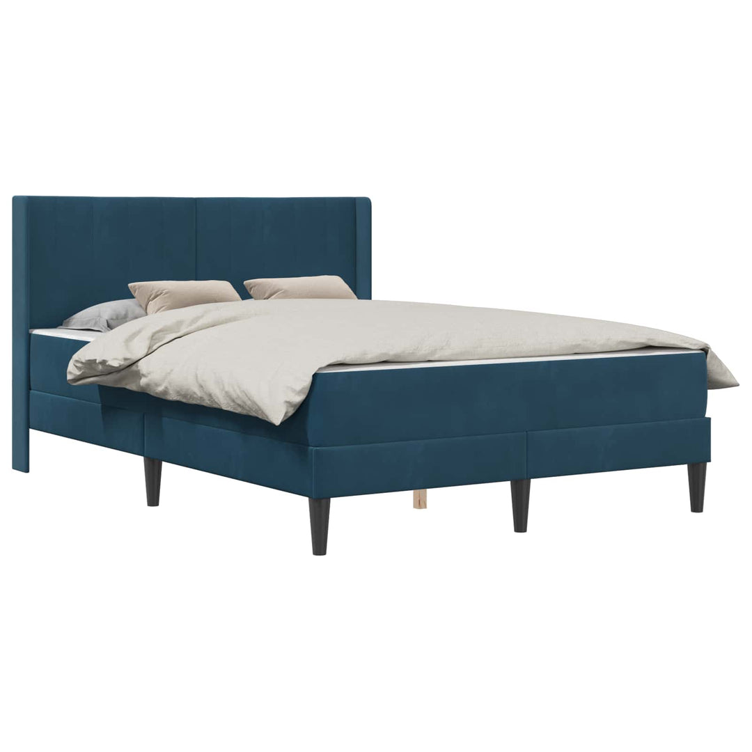 Sengeramme med madras med hovedgærde Blå 140 x 190 cm Fløjl
