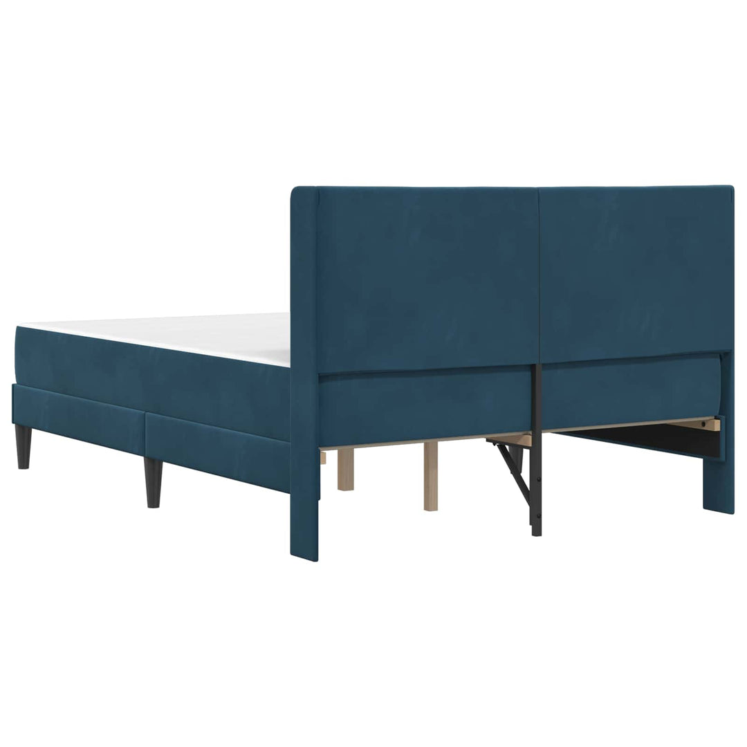 Sengeramme med madras med hovedgærde Blå 140 x 190 cm Fløjl