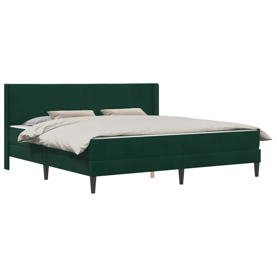 Sengeramme med madras Mørkegrøn 200 x 200 cm Fløjl