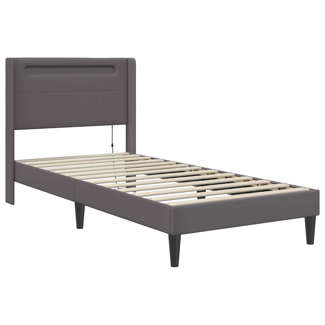 Sengeramme med madras Grå 80 x 200 cm Kunstlæder