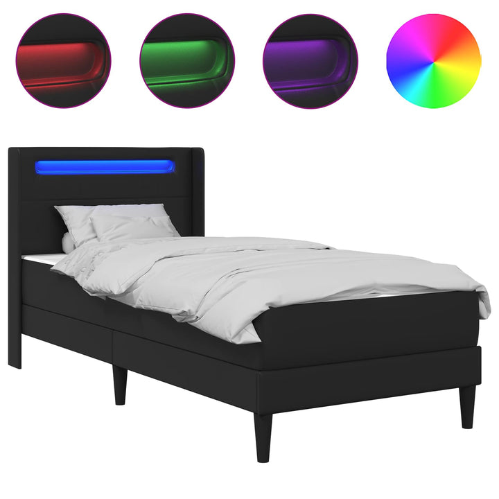 Sengeramme med madras Sort 90 x 190 cm Kunstlæder