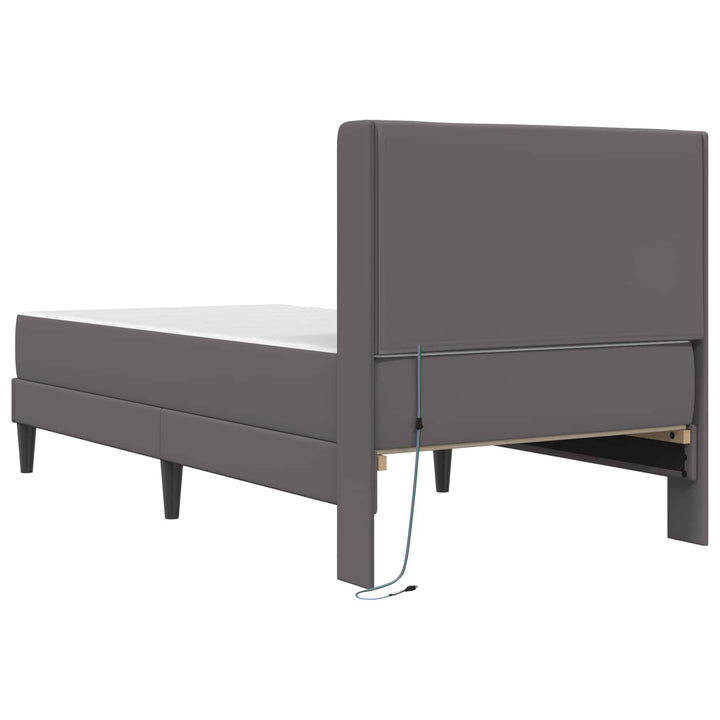 Sengeramme med madras Grå 90 x 200 cm Kunstlæder