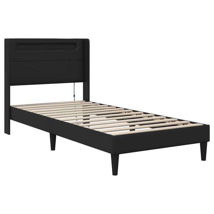 Sengeramme med madras Sort 90 x 200 cm Kunstlæder