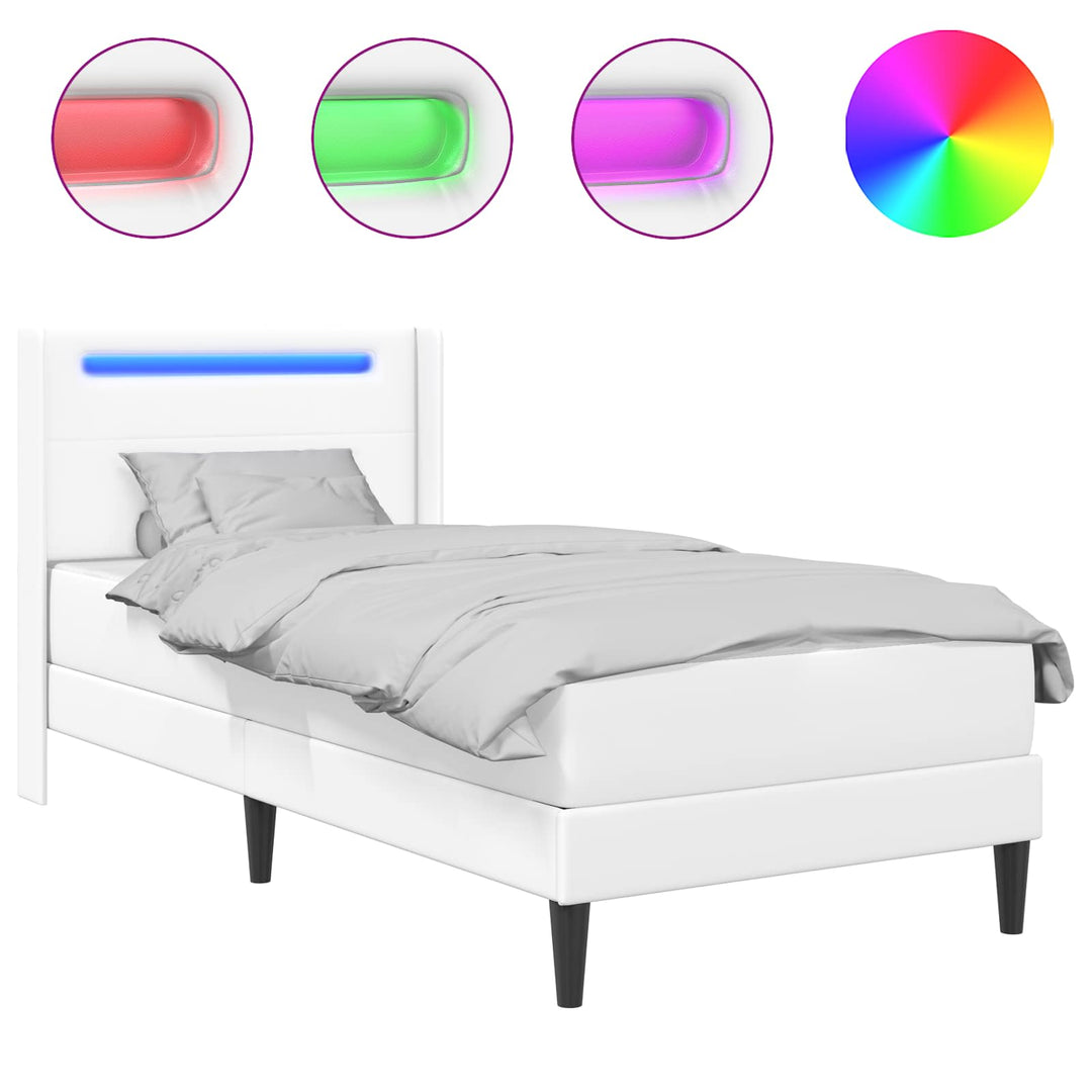 Sengeramme med madras Hvid 90 x 200 cm Kunstlæder