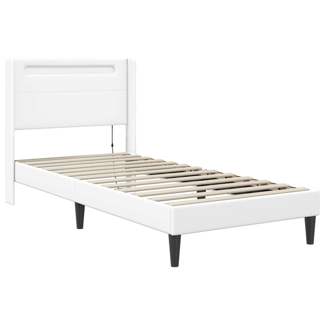 Sengeramme med madras Hvid 90 x 200 cm Kunstlæder