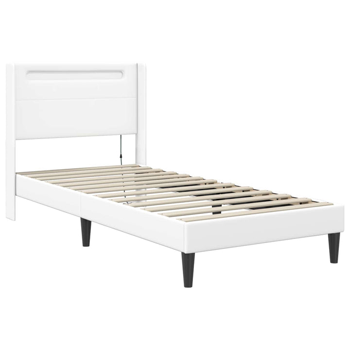 Sengeramme med madras Hvid 90 x 200 cm Kunstlæder