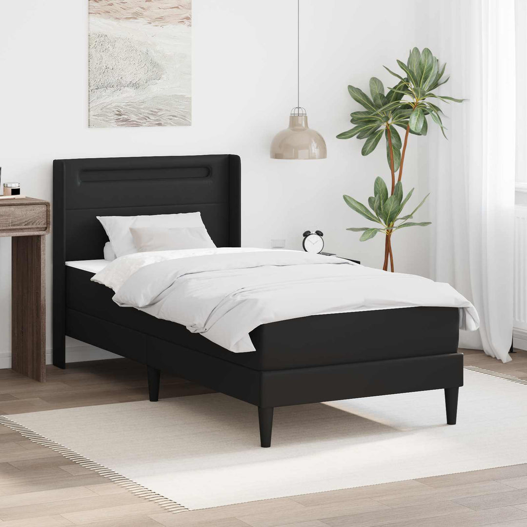 Sengeramme med madras Sort 100 x 200 cm Kunstlæder